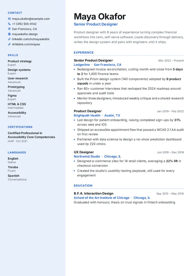Atlas resume template preview