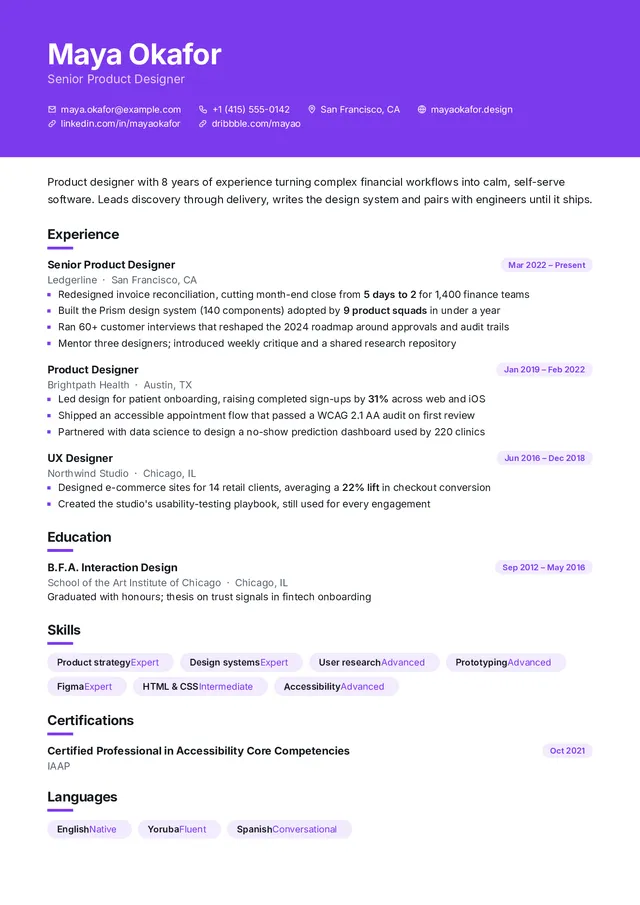 Banner resume template preview