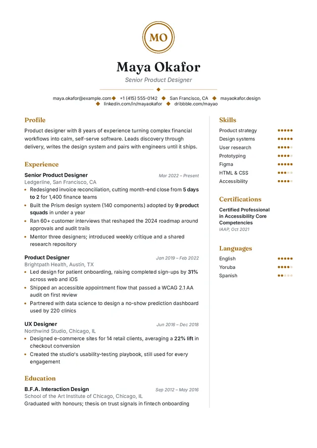 Monogram resume template